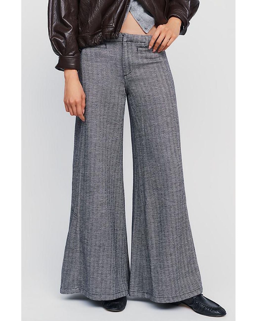 Pilcro Green Lola Mid-Rise Wide-Leg Palazzo Trousers