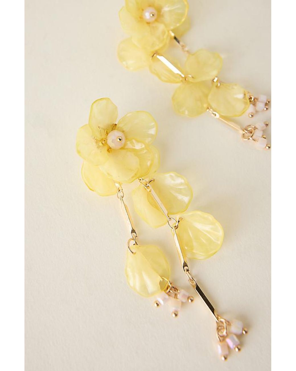 By Anthropologie Yellow Floral Drop Earrings