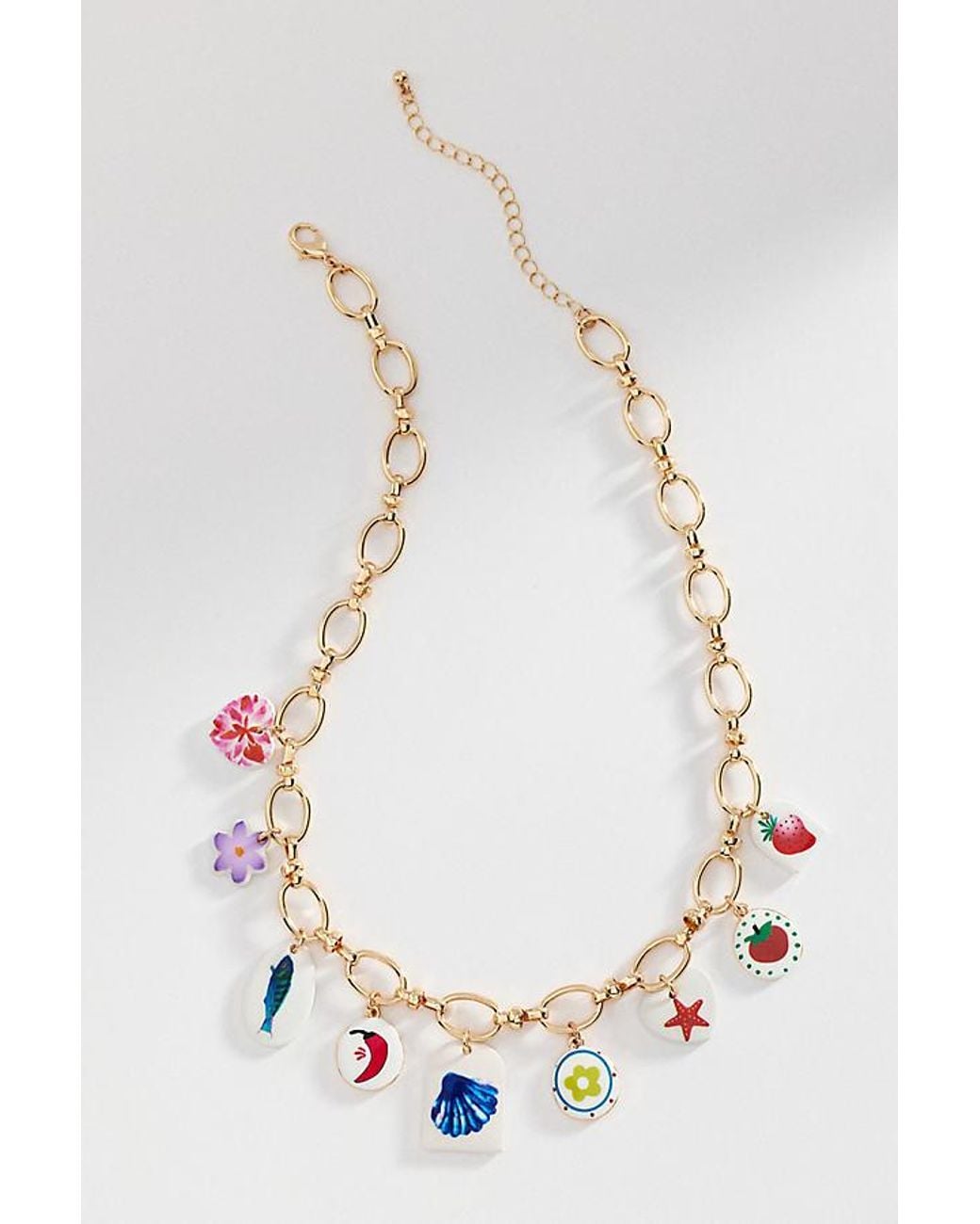By Anthropologie Natural Mosaic Charm Necklace