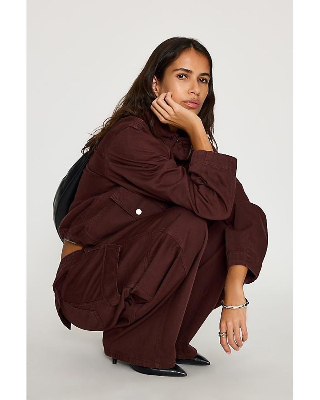 By Anthropologie Purple Frankie Barrel Leg Cargo Trousers