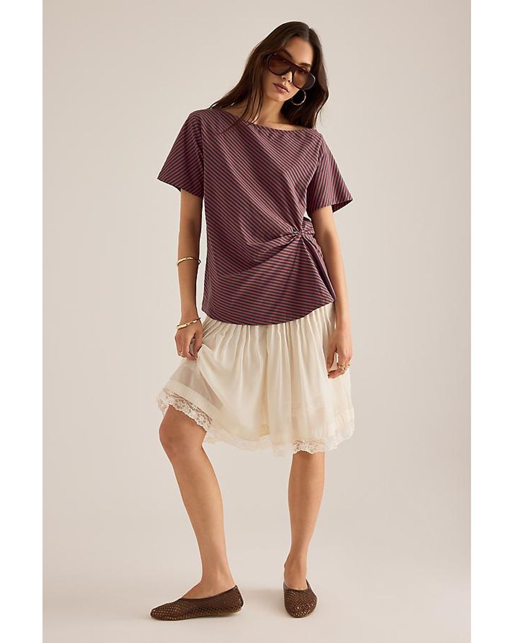 Damson Madder Brown Reece Cinched T-Shirt