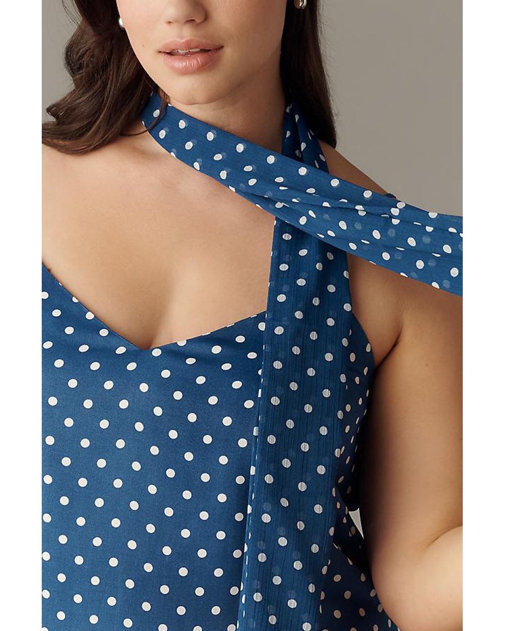 Maeve Blue Sleeveless V-Neck Tiered Scarf Midi Dress