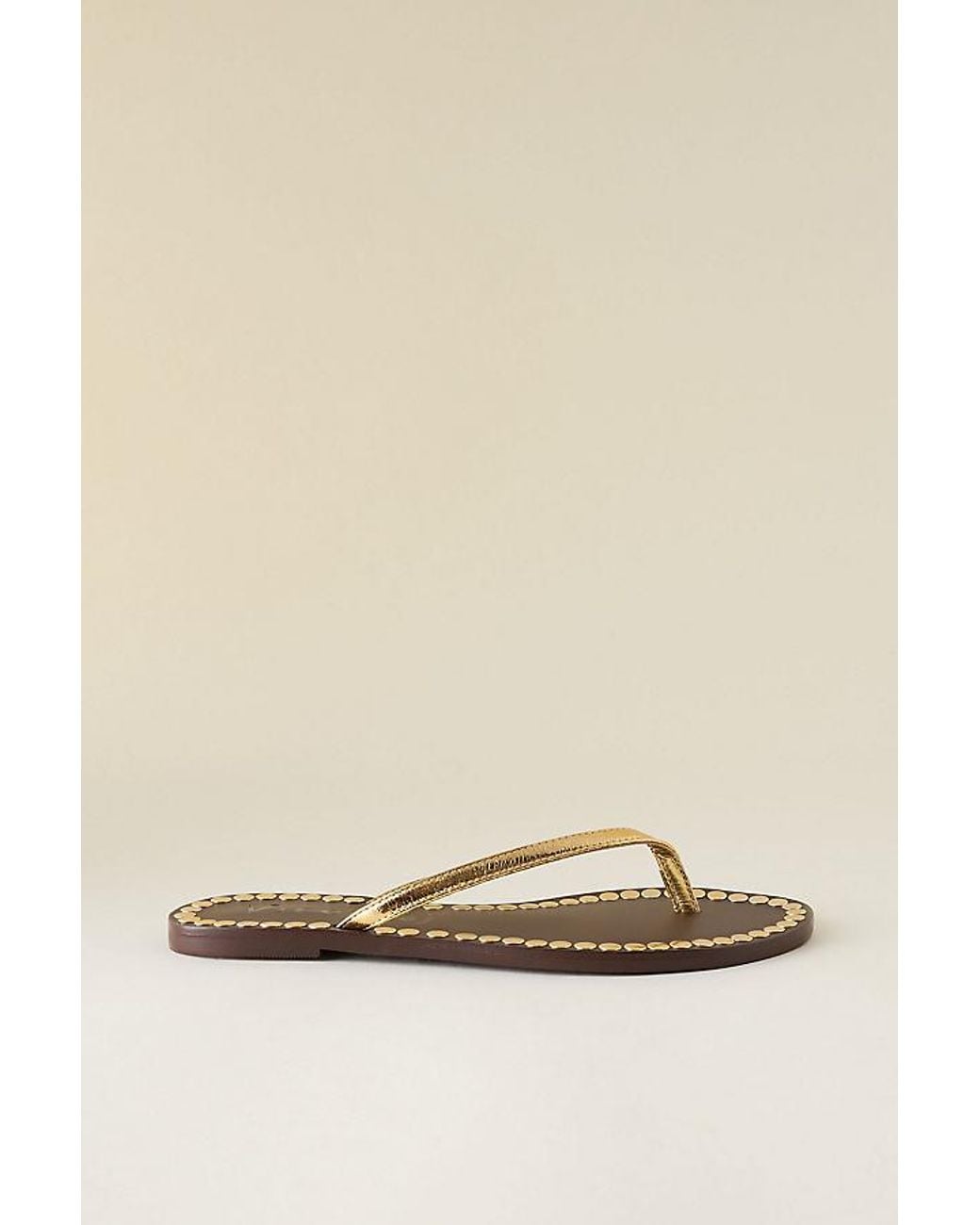 Vicenza Natural Studded Leather Flip Flops