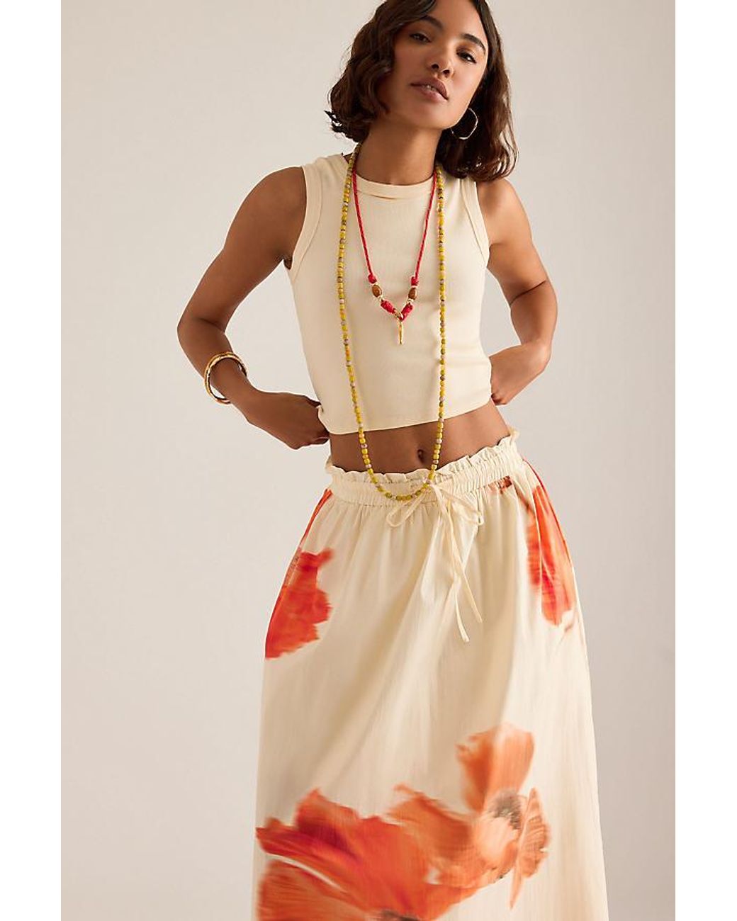 Never Fully Dressed White Blurred Floral Maxi Skirt