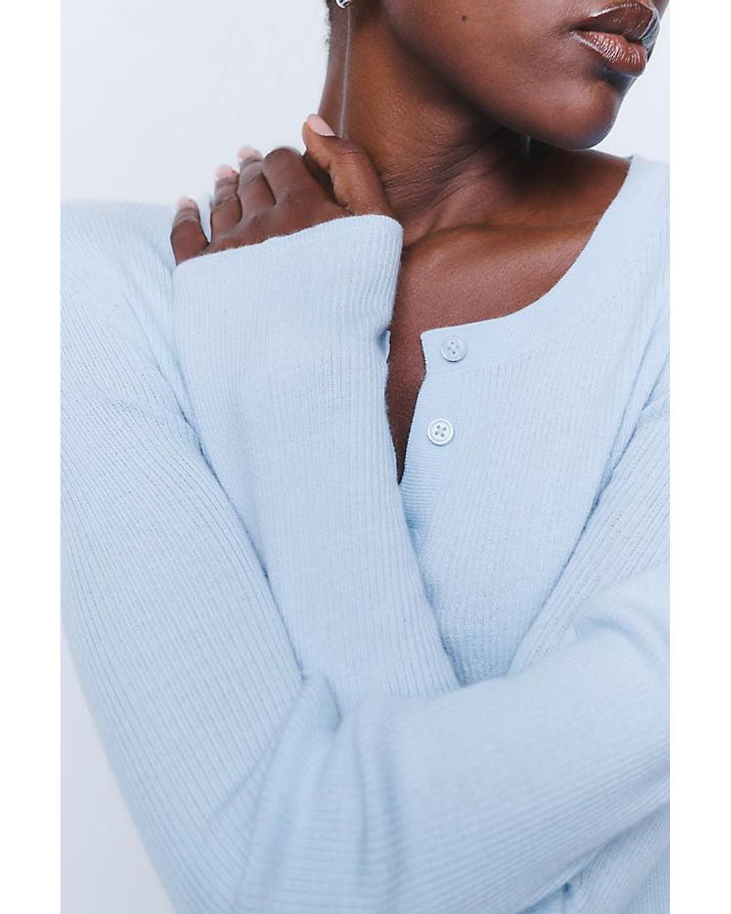 By Anthropologie White 100% Cashmere Henley Top