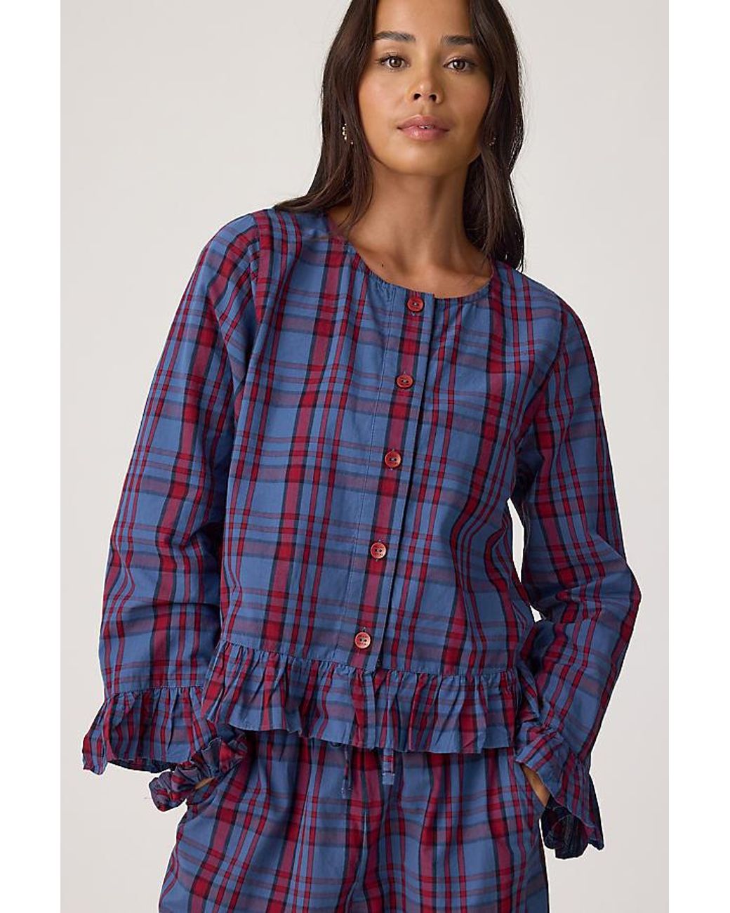 TBCo Blue Plaid 100% Cotton Long Pyjama Set