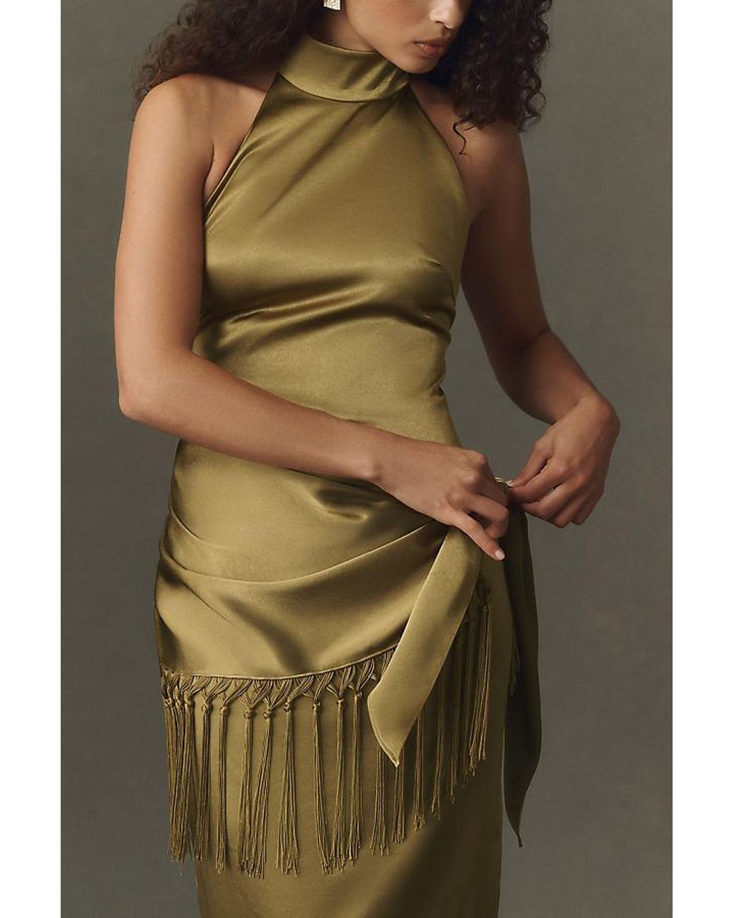 Mare Mare Green Fringe Sarong Midi Dress