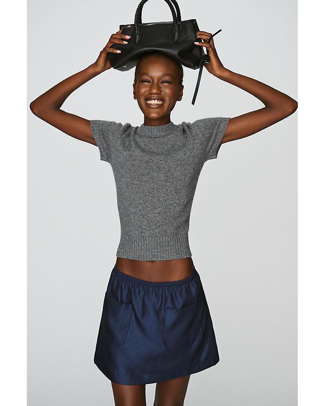Maeve Gray Pull-On Mini Skirt