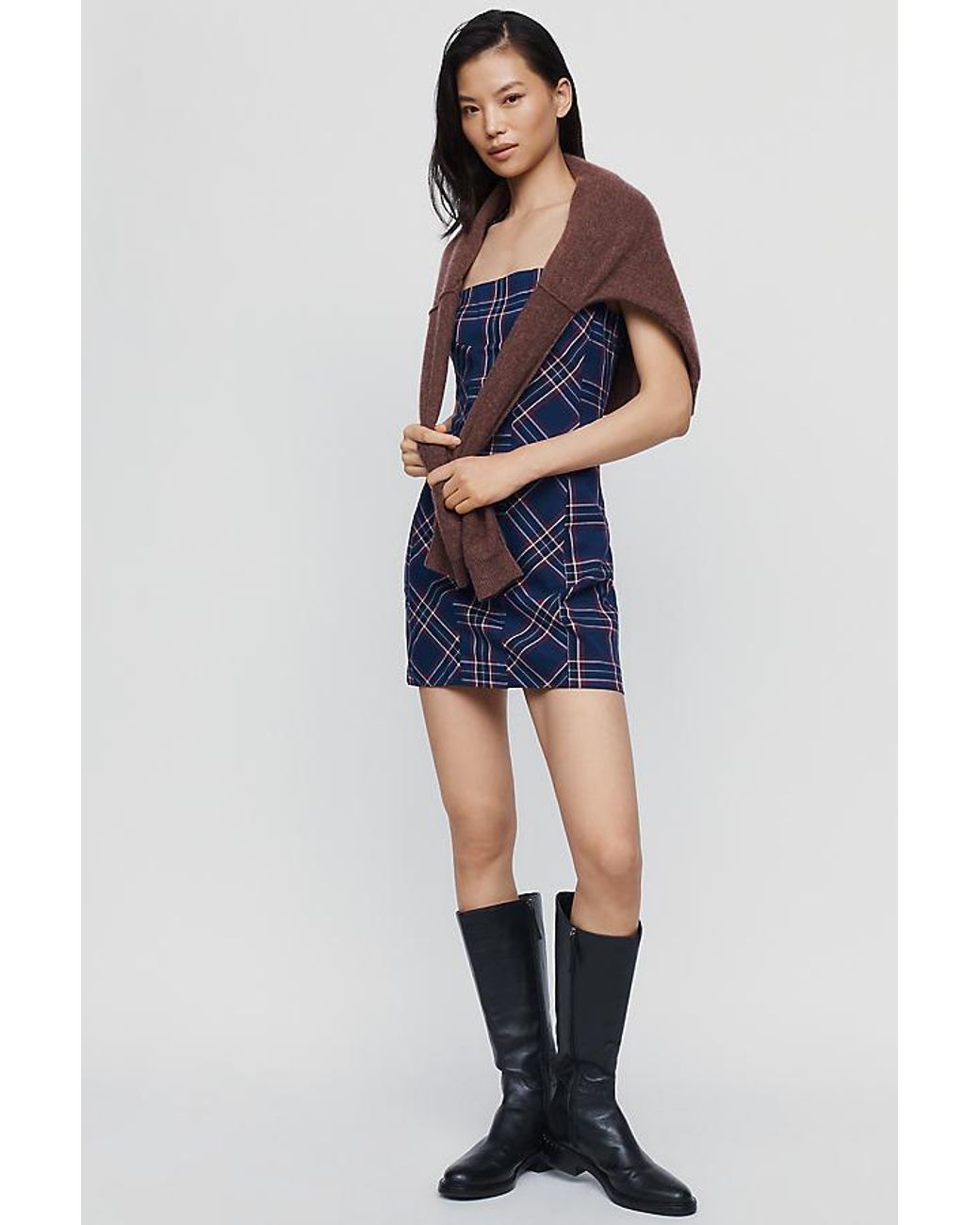 Maeve Blue Square-Neck Mini Dress