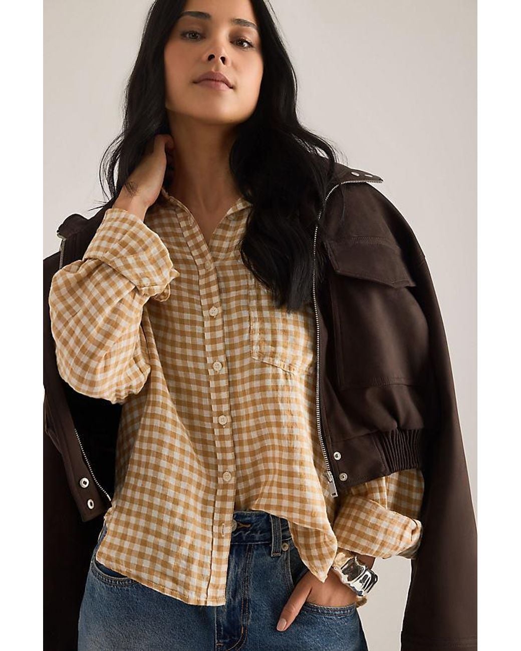 Maeve Natural The Shrunken Linen Bennet Buttondown Shirt By