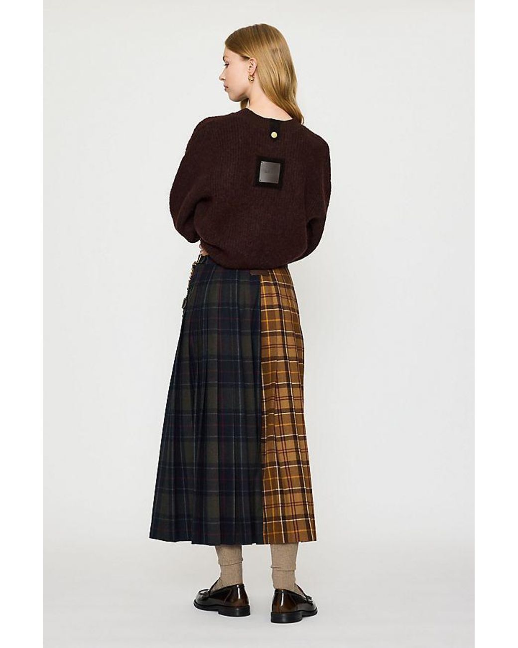 Barbour Gray Hazelwood Tartan Midi Skirt
