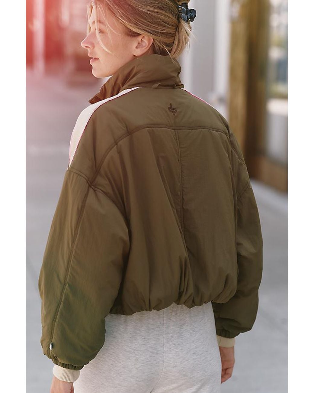 Daily Practice Green Nylon Funnel-Neck Bubble Jacket