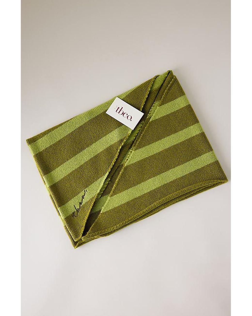 TBCo Green 100% Wool Stripe Triangle Scarf