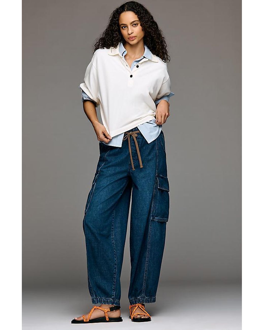 Pilcro Blue Victoire High-Rise Cargo Jogger Jeans