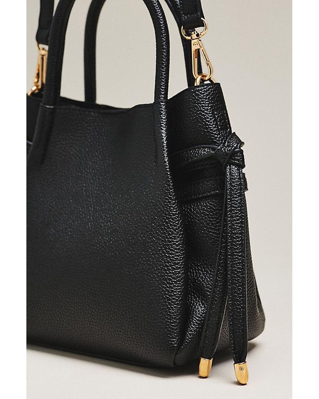 Maeve Black Faux-Leather Mini Tulip Satchel