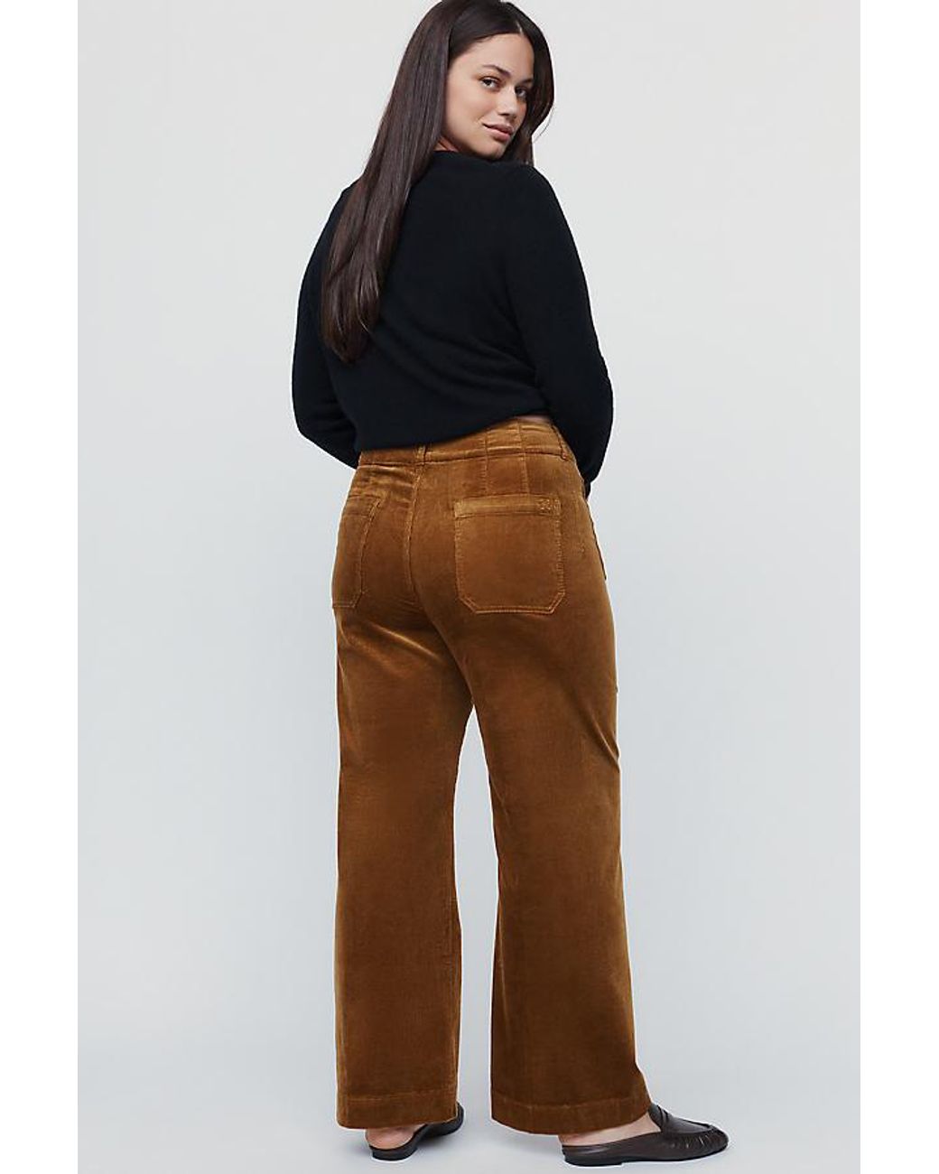Maeve Blue The Colette Full-Length Wide-Leg Trousers By Corduroy Edition