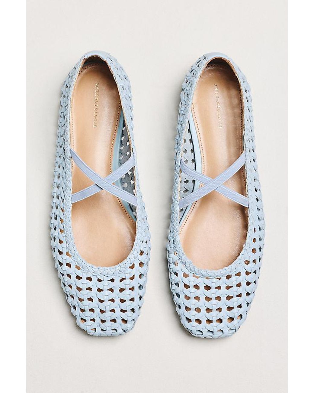 By Anthropologie Blue Woven Leather Ballet Flats