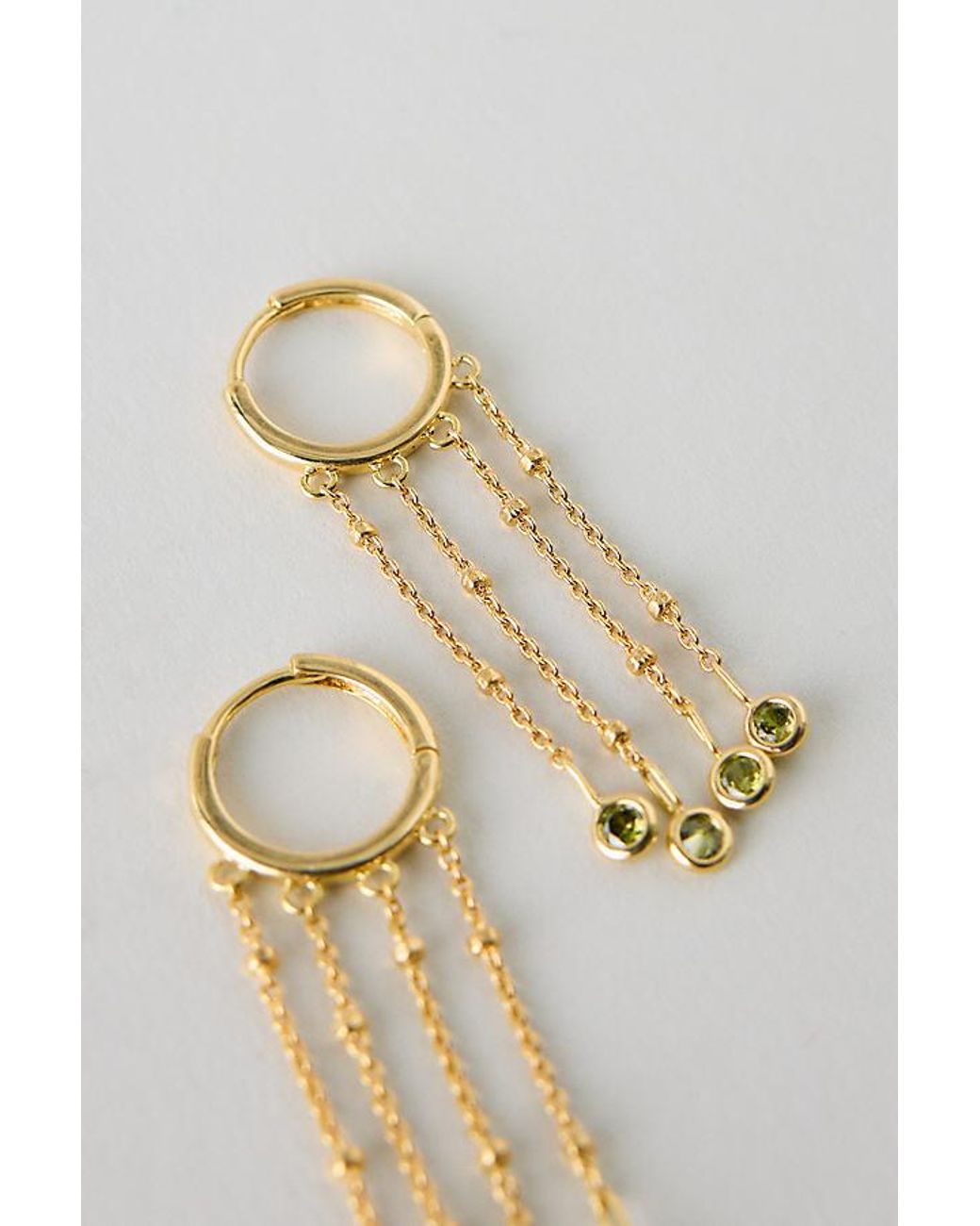By Anthropologie White Plated Multi Drop Huggie Hoop Earrings