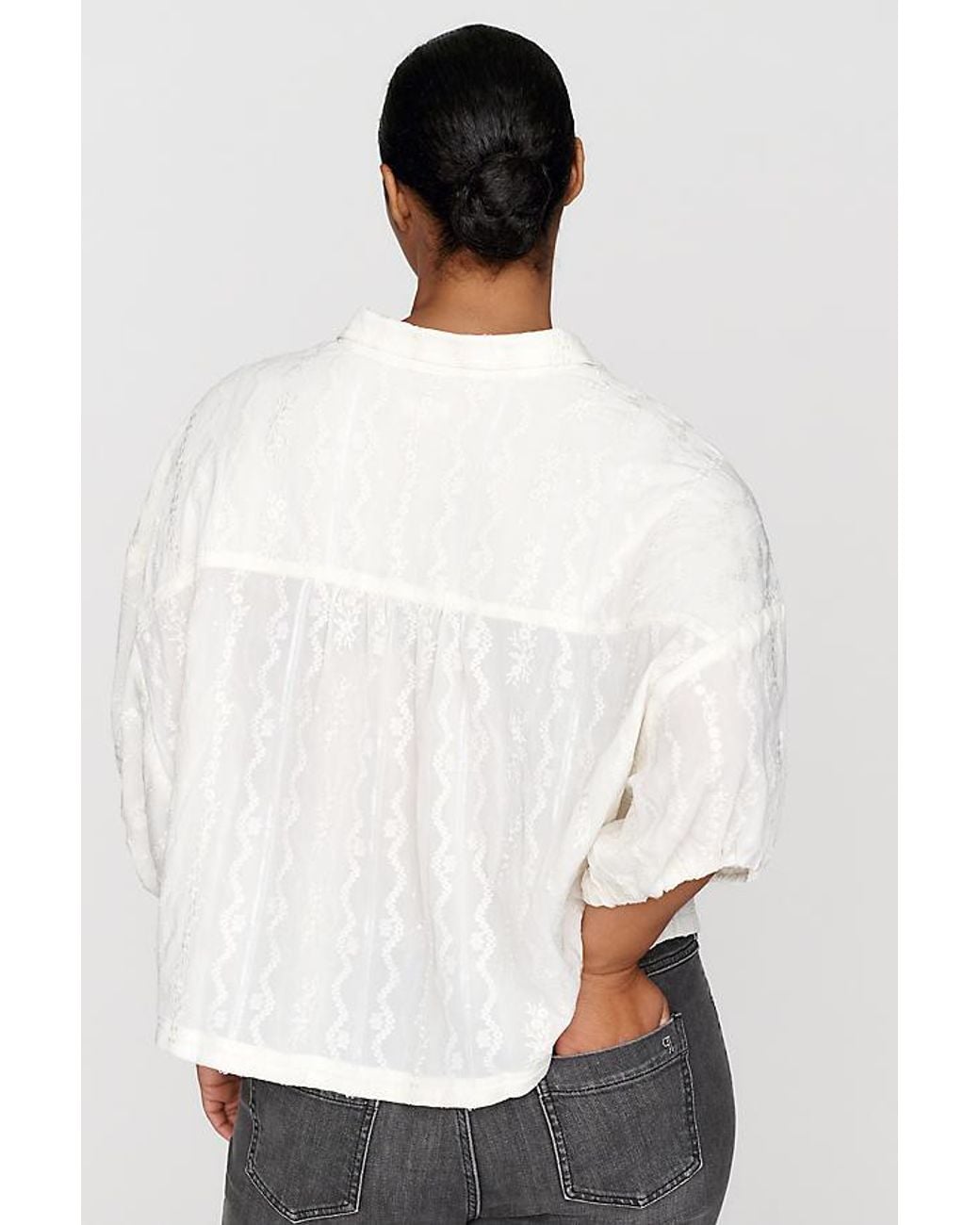 Pilcro White Quincy Lace Embroidered Blouse By