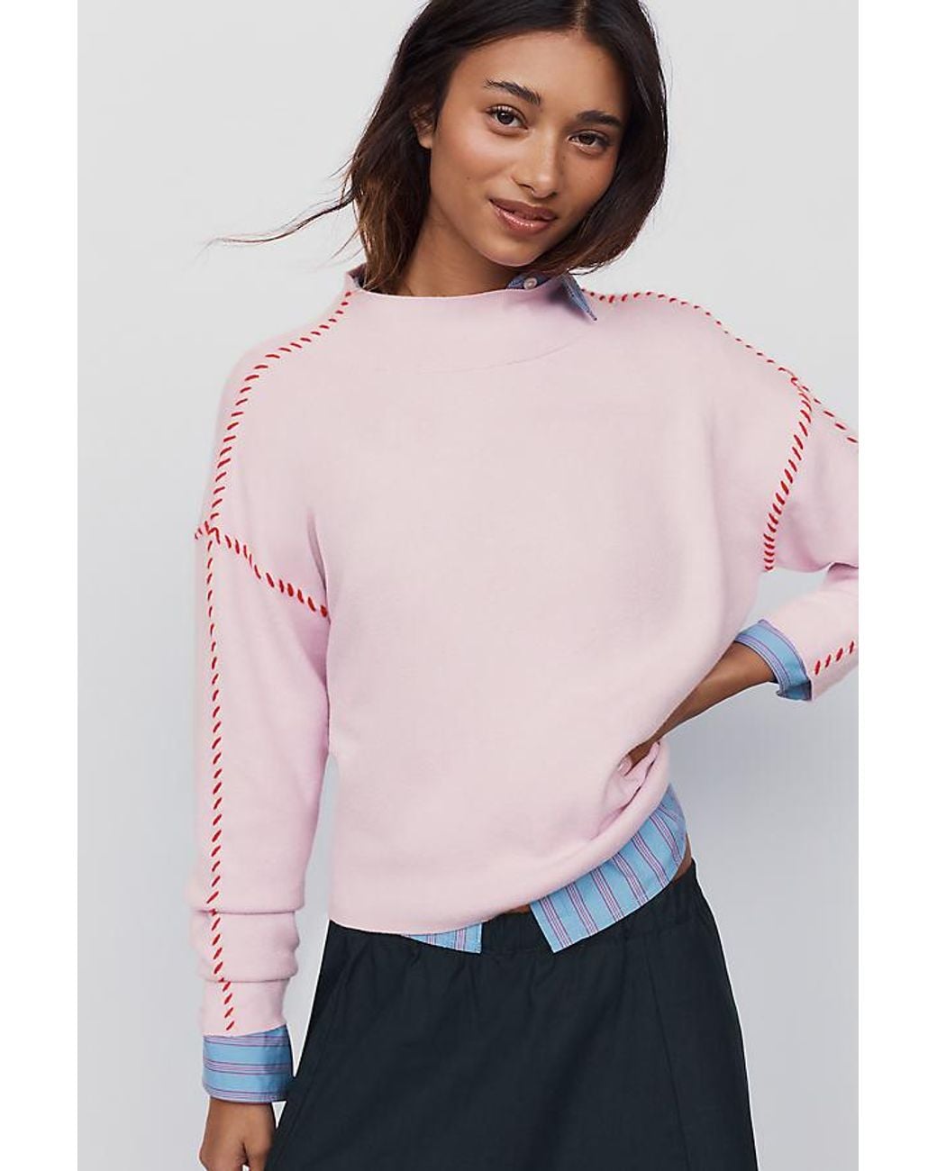 Maeve Pink Carys Mock-Neck Jumper