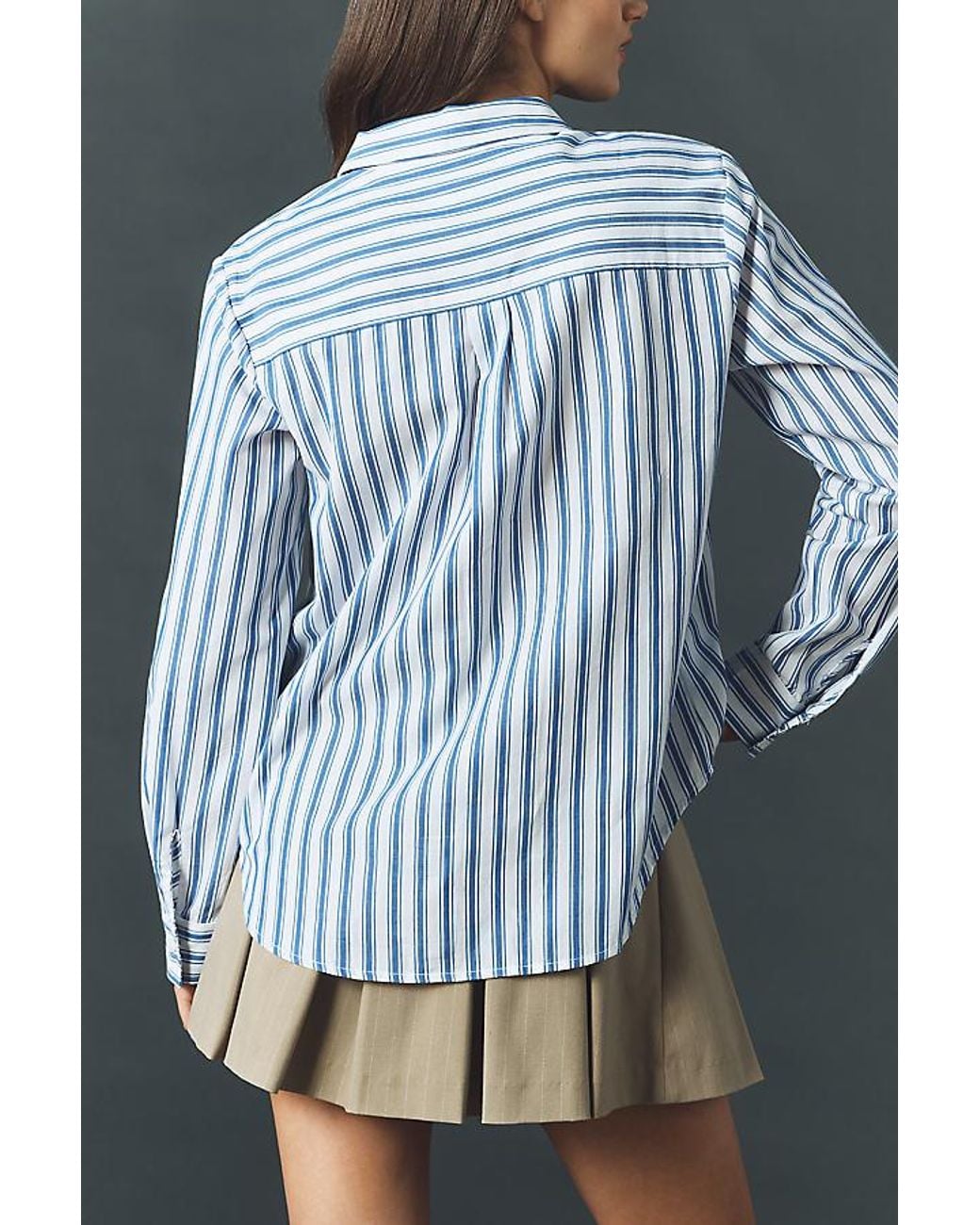 Maeve Gray Kate 100% Cotton Classic Buttondown Shirt