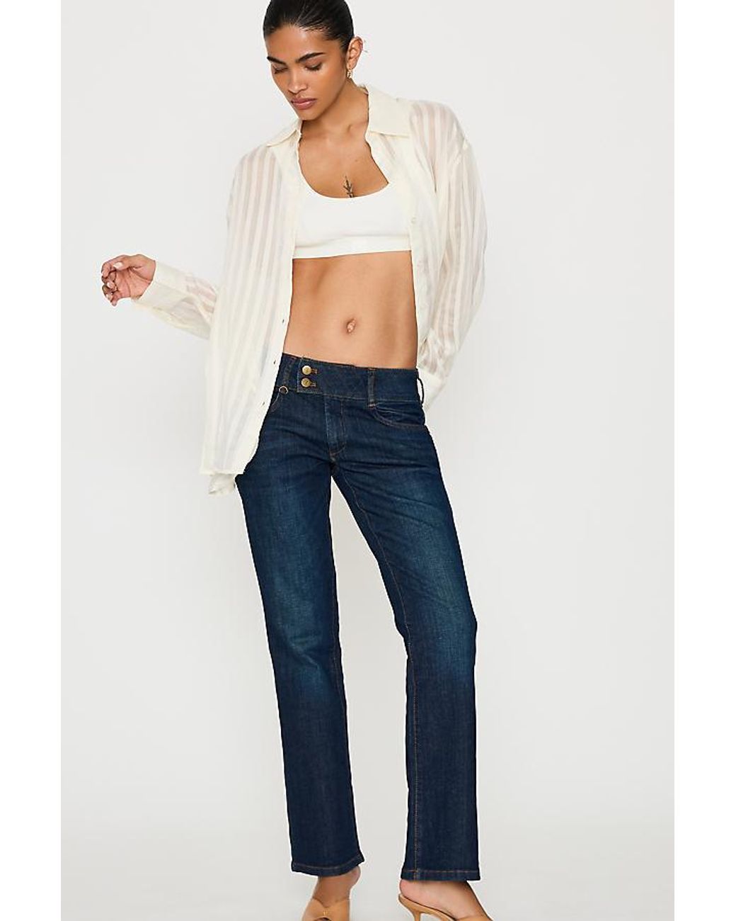 Pilcro Blue Low-Rise Bootcut Jeans