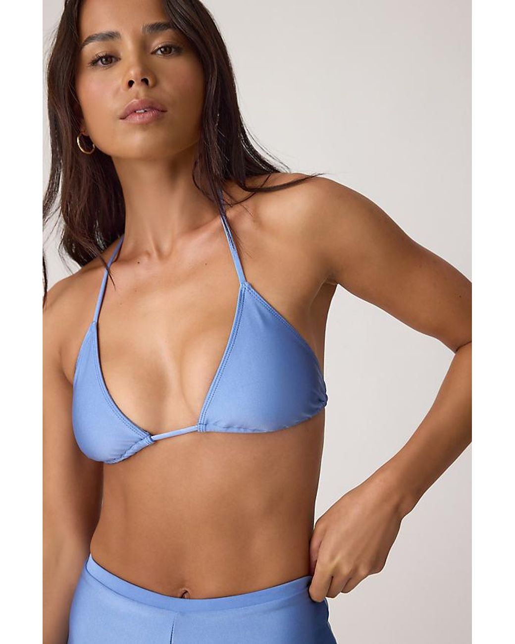 Faithfull The Brand Blue Sete Triangle Bikini Top