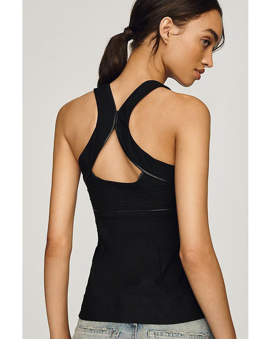 By Anthropologie Black Sleeveless Zip-Up Top