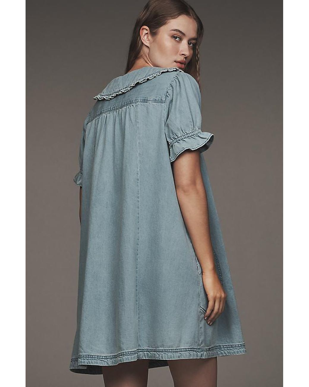 Pilcro Blue The Keira Collared Button-Front Mini Dress By