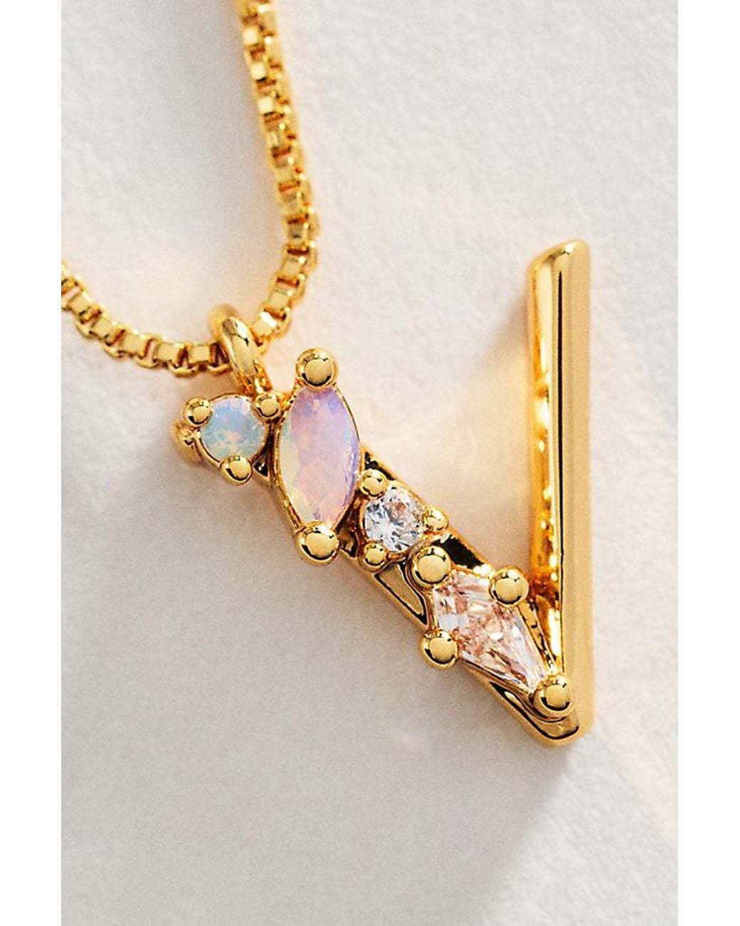 By Anthropologie Metallic Crystal Initial Necklace