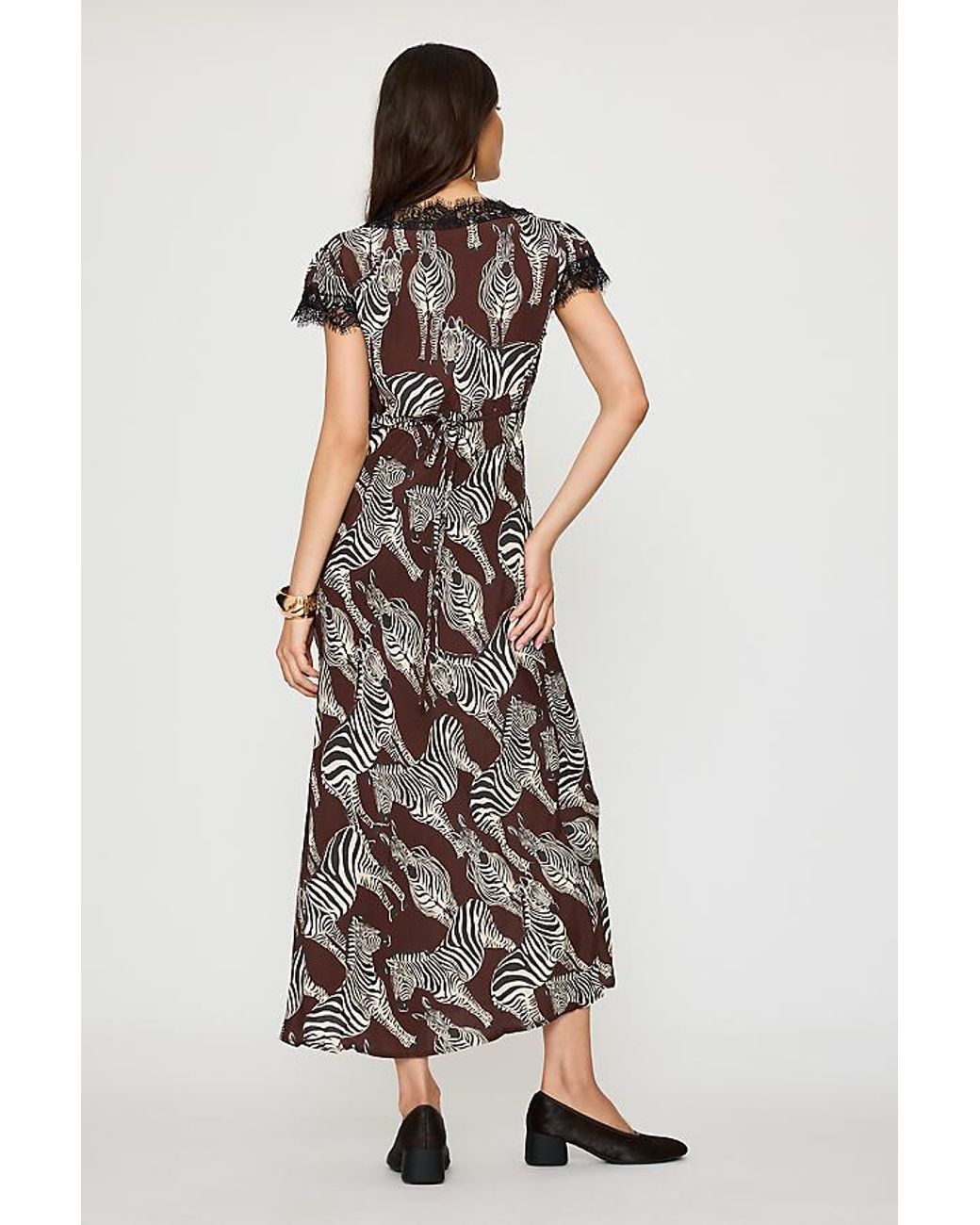 Never Fully Dressed Brown Olivia Zebra Maxi Dress