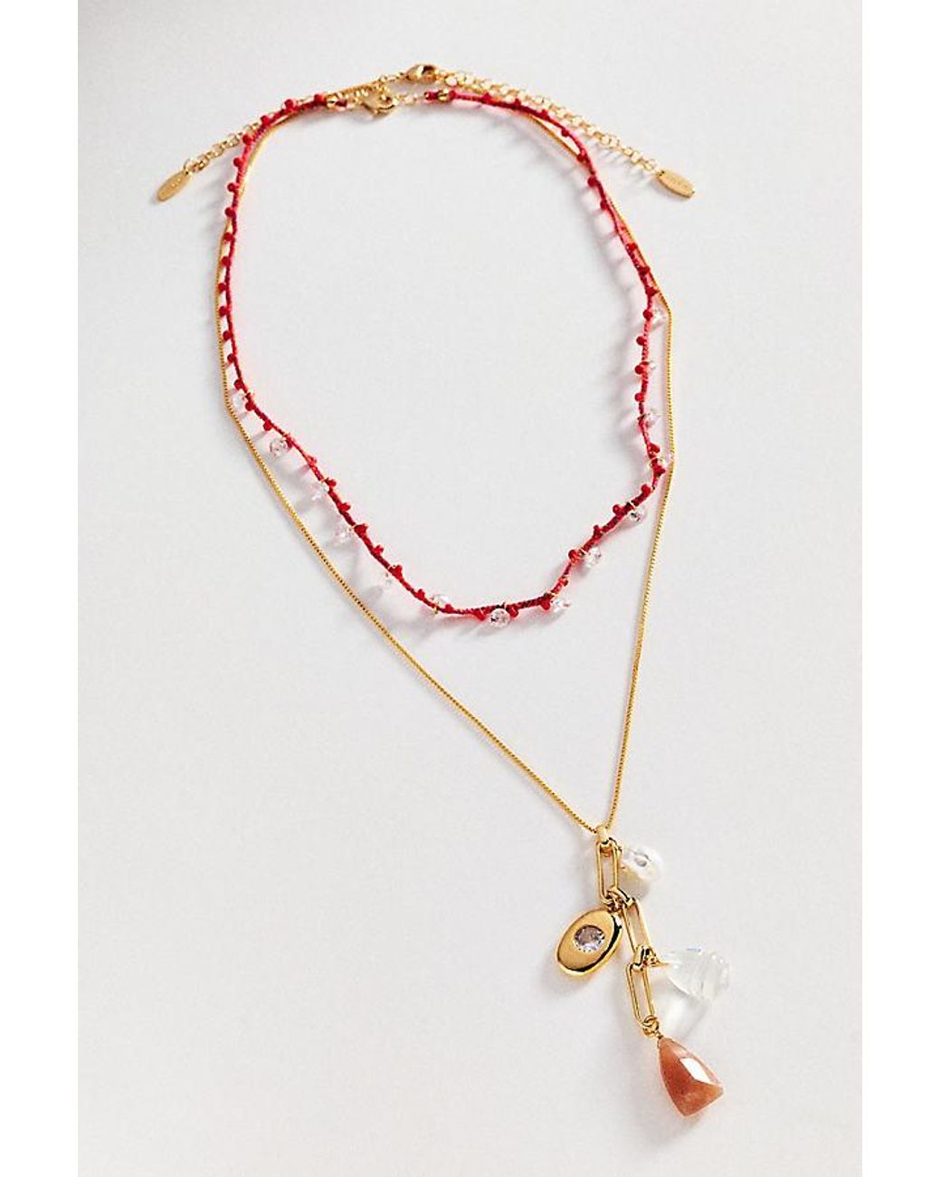 By Anthropologie White Threaded Layered Necklaces, Set Of 2