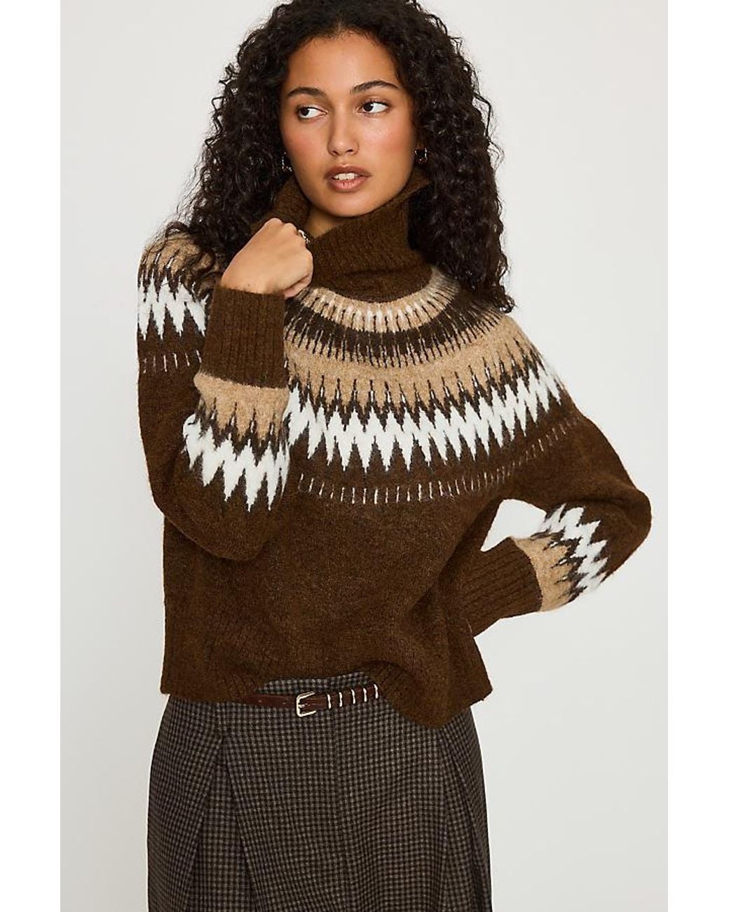 ALIGNE Brown Dakota Fair Isle Jumper