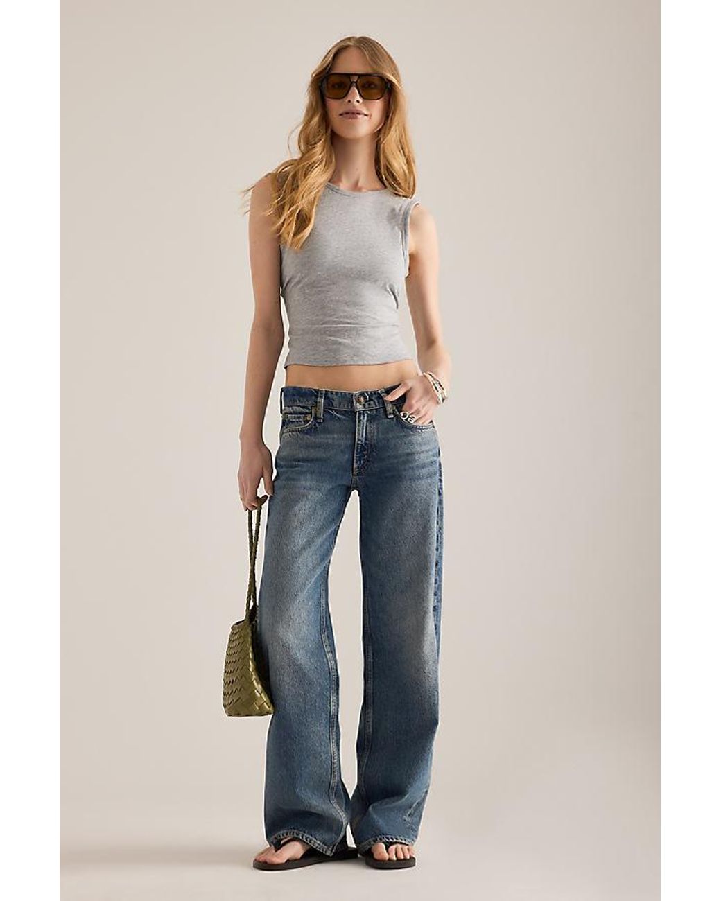 Rag & Bone Blue Saige Relaxed Straight-Leg Jeans