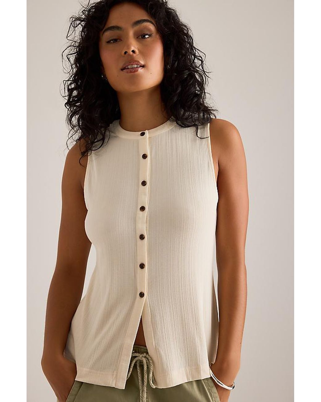 Varley Natural Latia Button Tank Top