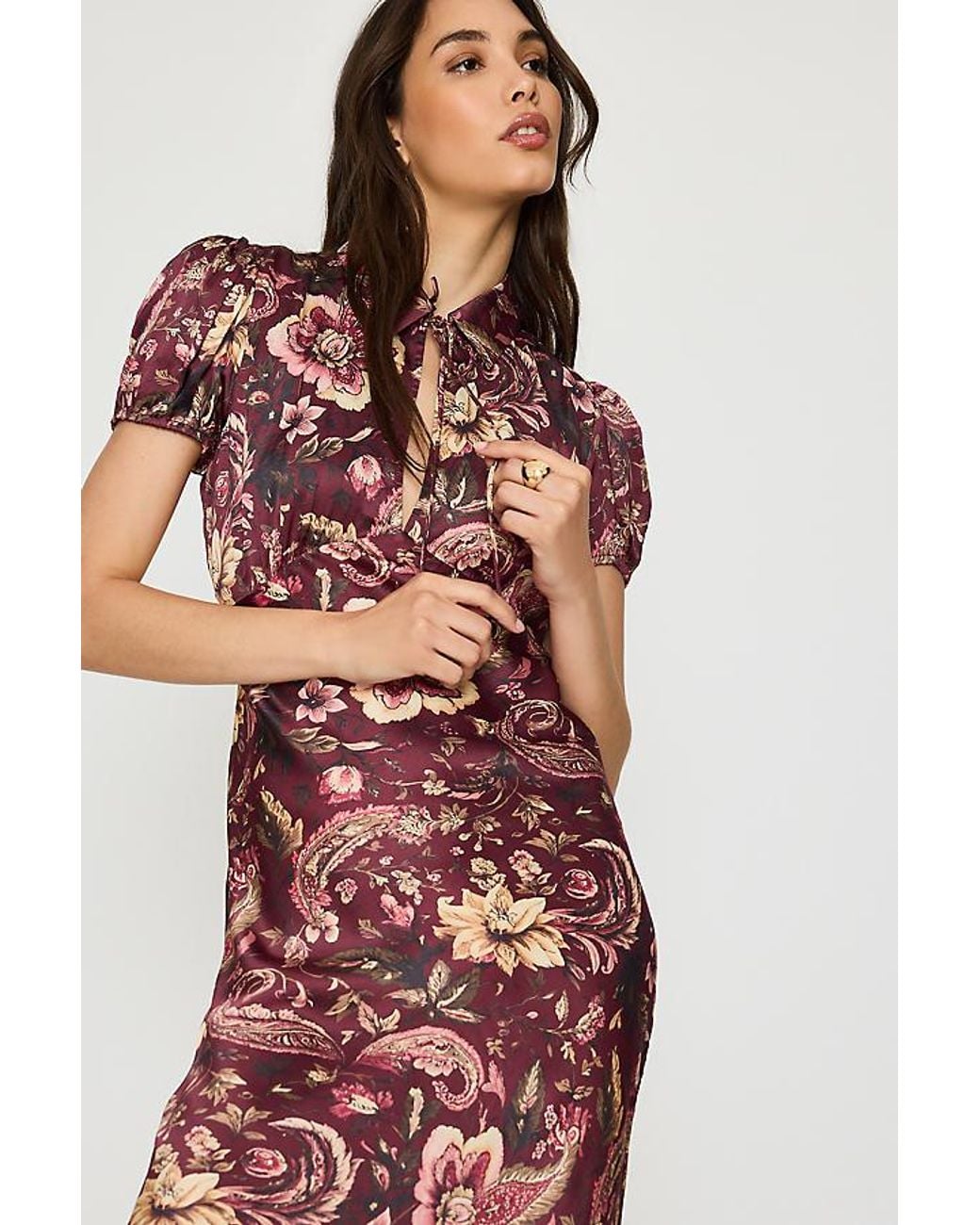 By Anthropologie Collared Satin Midi Dress