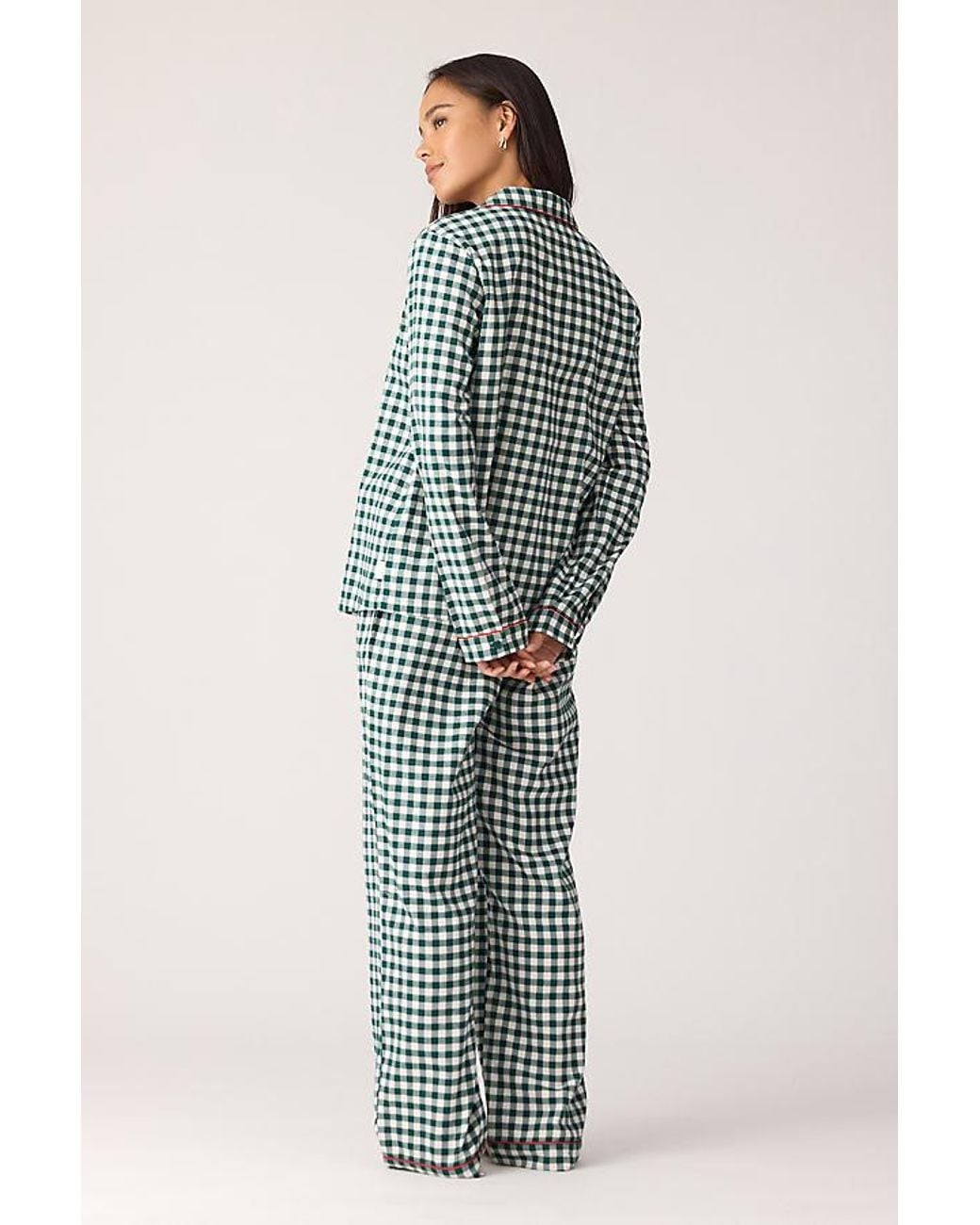 Chelsea Peers Blue Bow-Front Gingham Long Pyjama Set