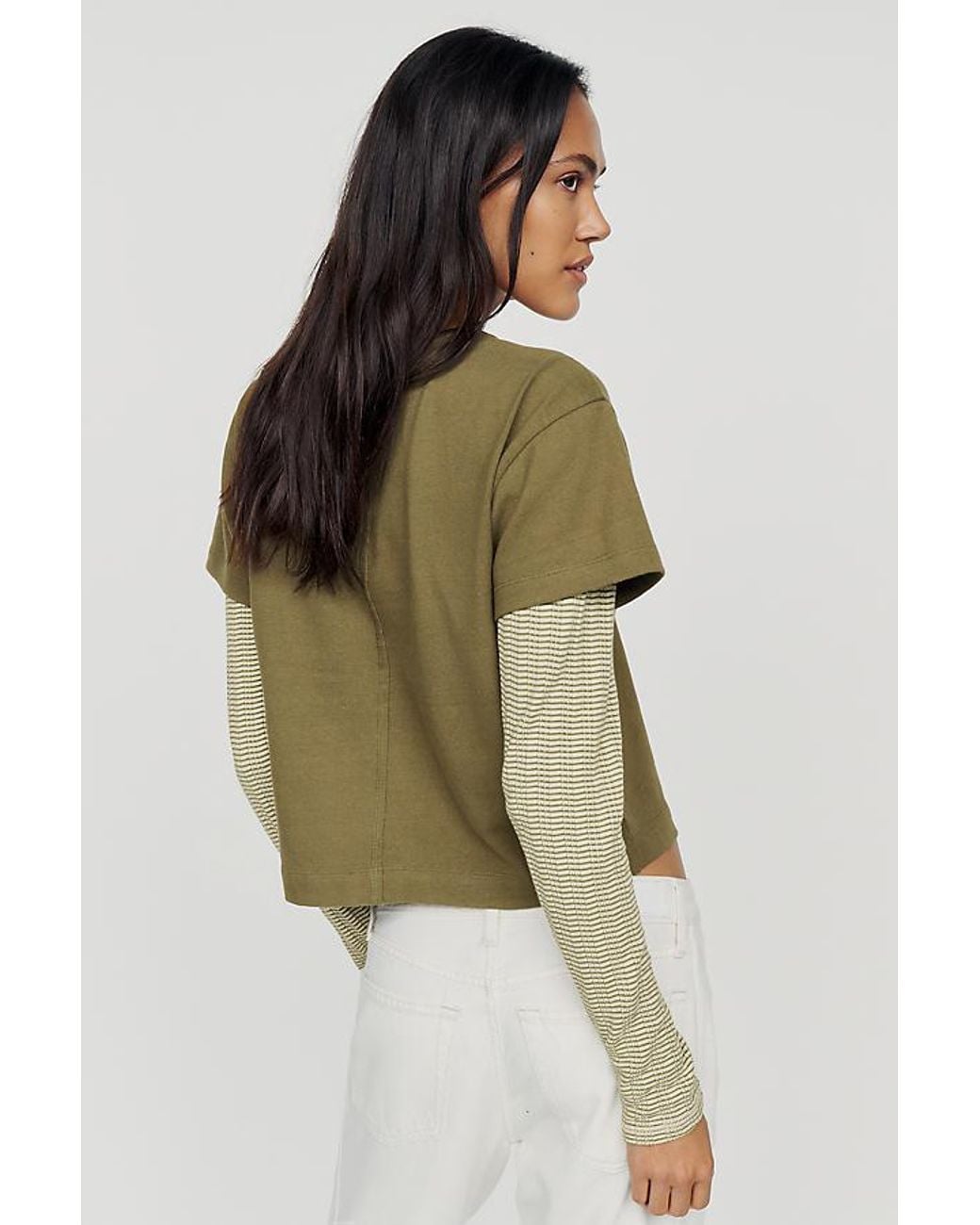 Pilcro Green Double Layered Long-Sleeve T-Shirt