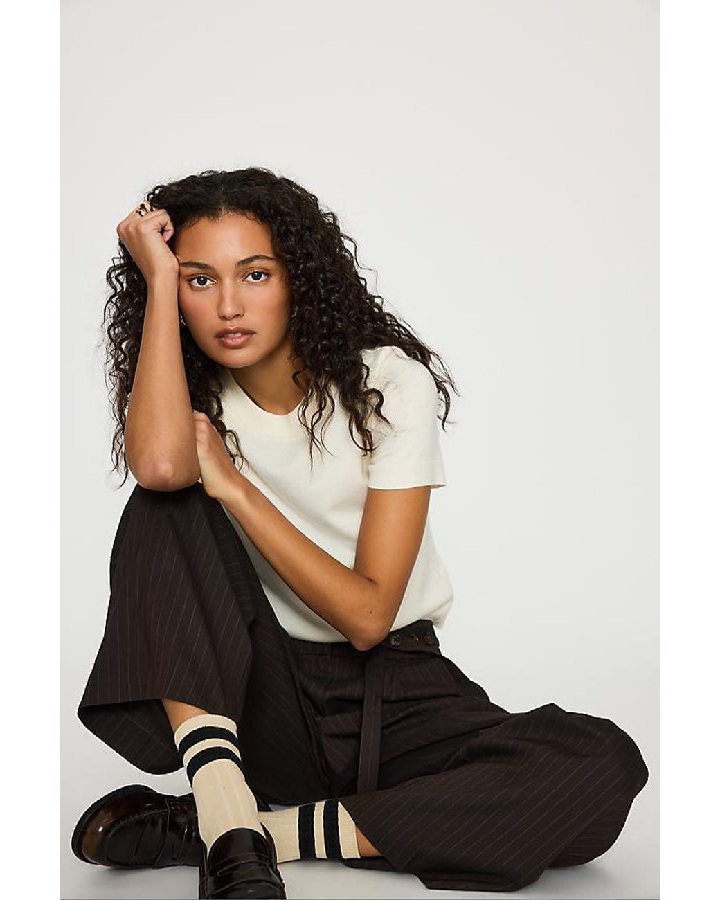 By Anthropologie Multicolor Button-Waist Tailored Trousers