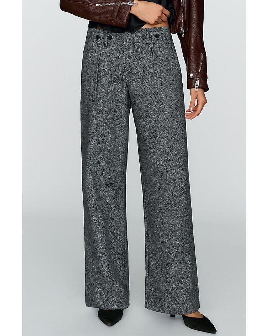 Maeve Black Wool-Blend Low-Rise Trousers
