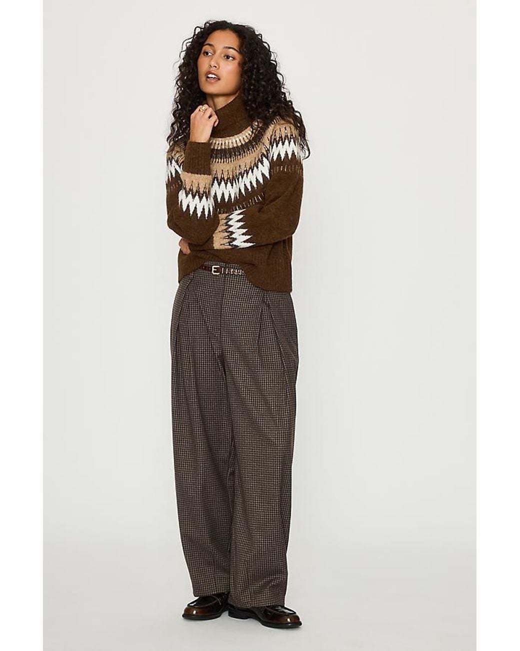ALIGNE Brown Dakota Fair Isle Jumper