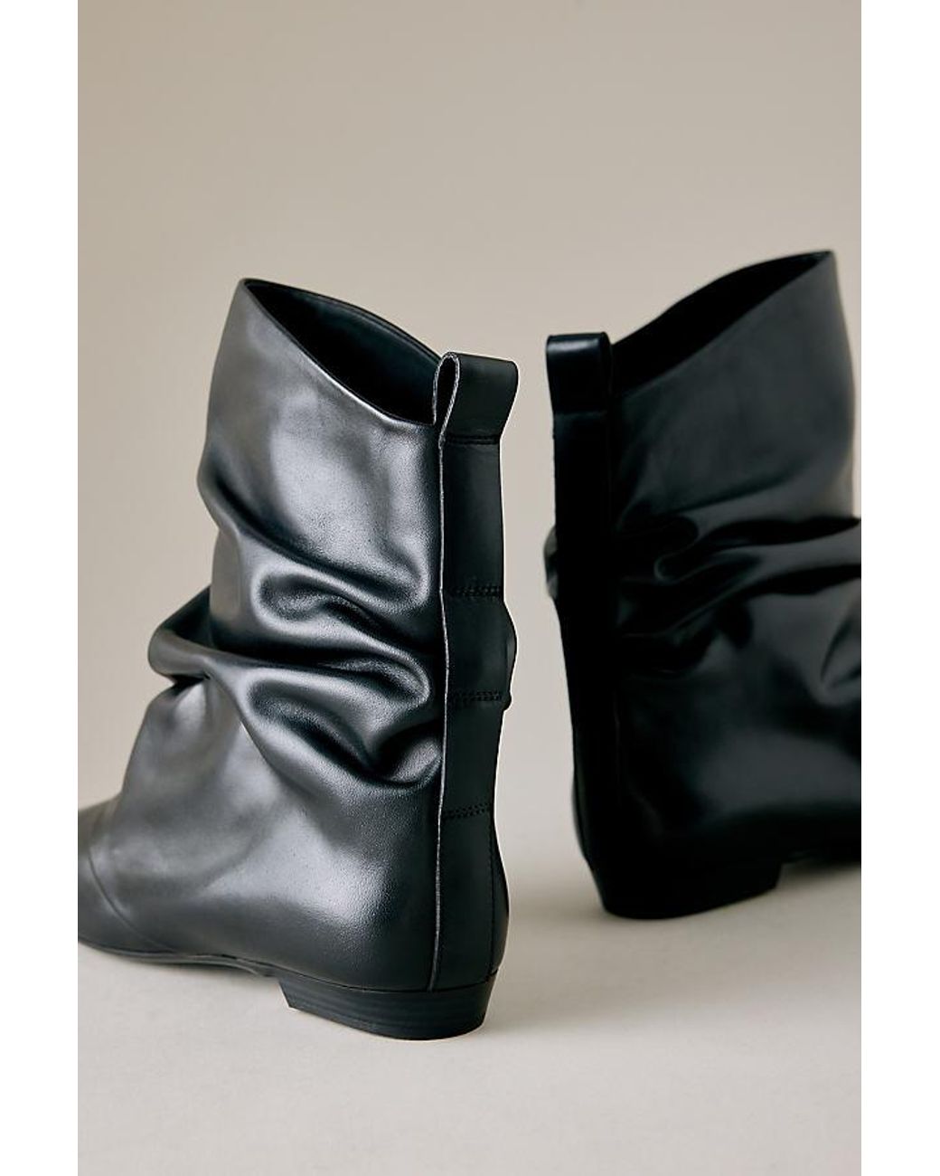 Bronx Black Kendr-A Fold Over Leather Ankle Boots