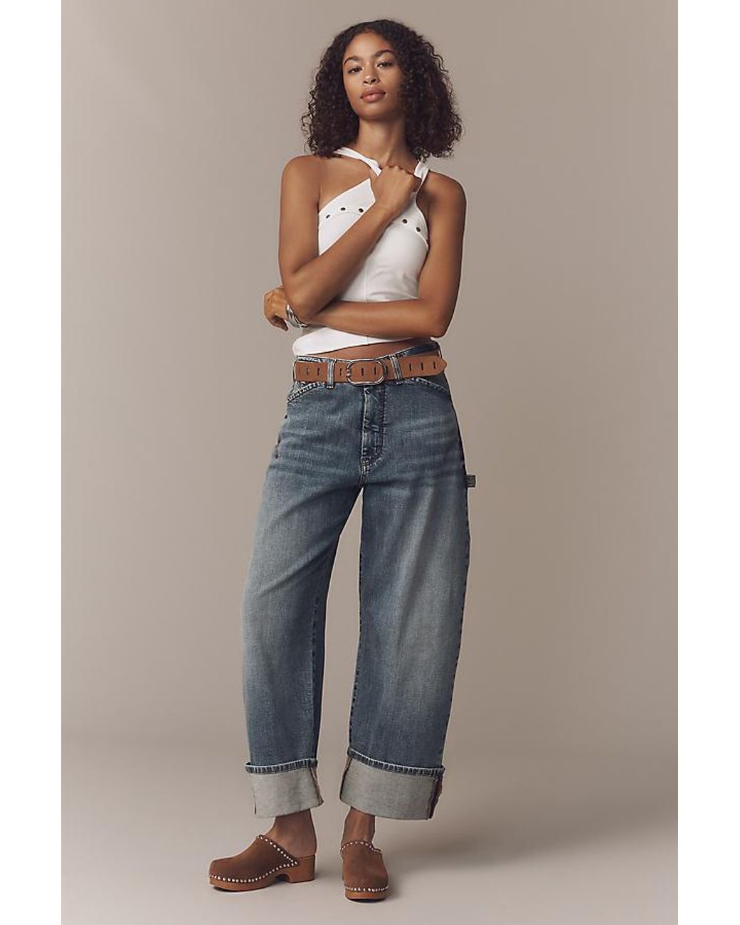 Pilcro Blue The Kayden High-Rise Barrel Jeans By
