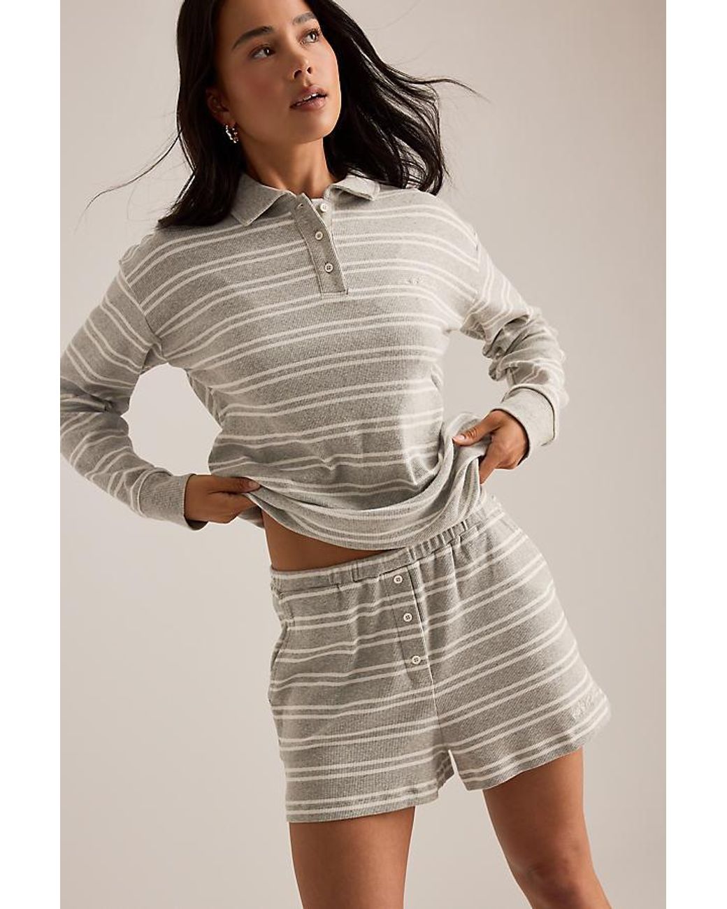 4th & Reckless Gray Chelsea Stripe Rugby Top