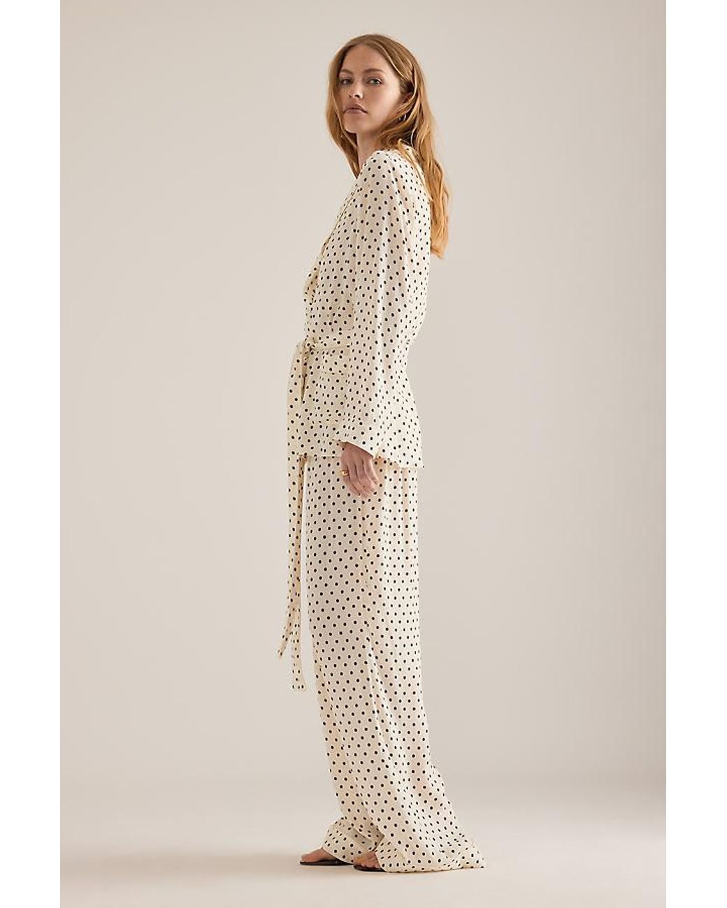It's 9pm Natural Rizzo Polka Dot Suit Long Pyjama Set