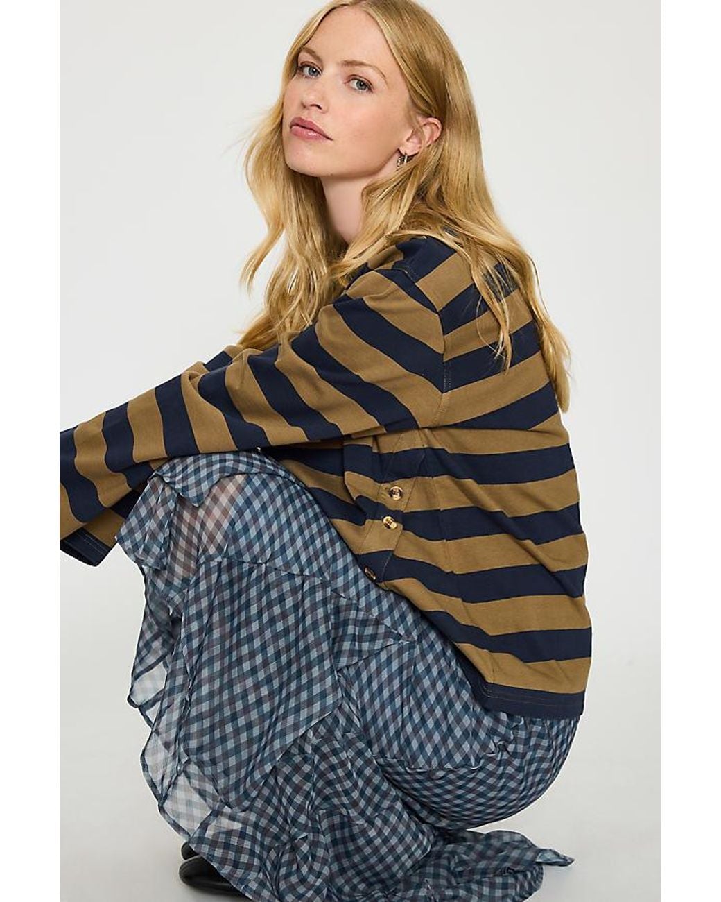Damson Madder Blue Scottie Button-Detail Top