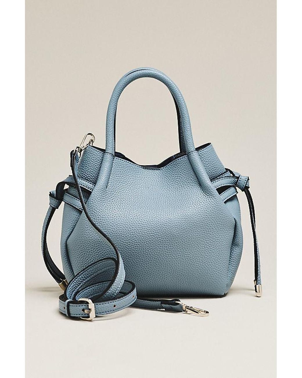 Maeve Blue Faux-Leather Mini Tulip Satchel