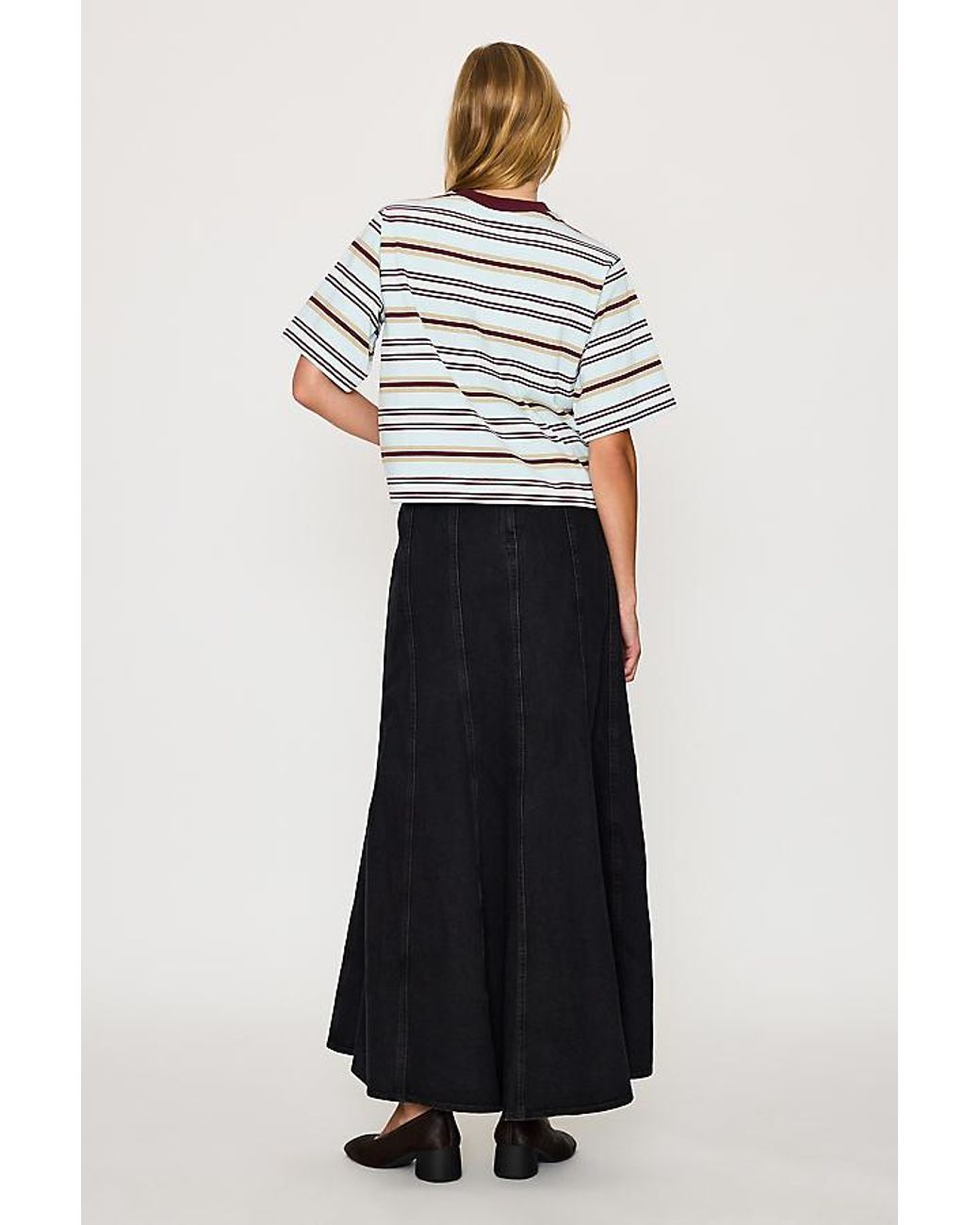 Levi's White Seamed Flare Denim Maxi Skirt