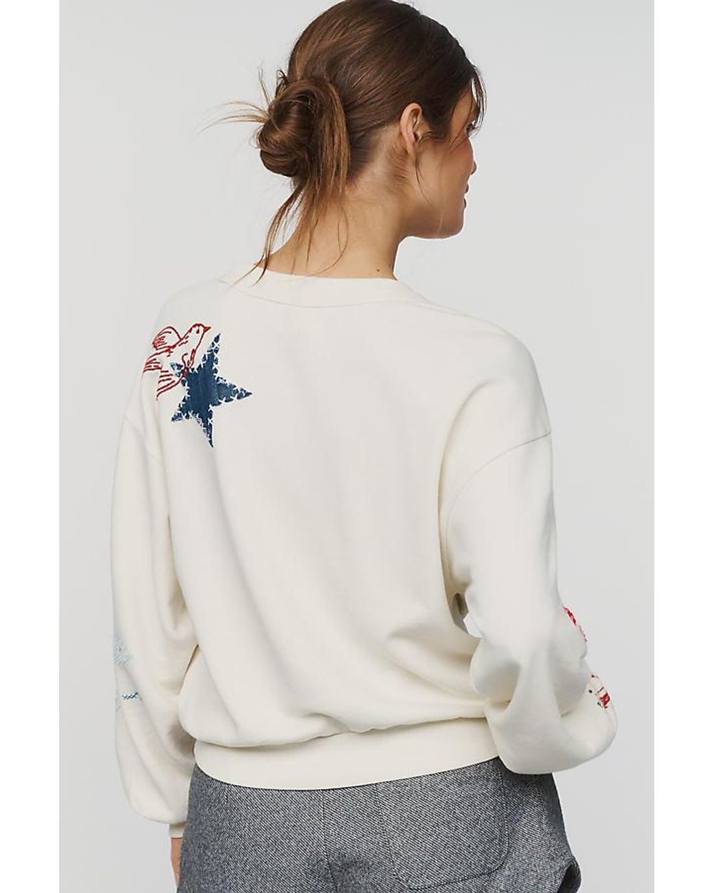 Pilcro Gray Niki 100% Cotton Graphic Sweatshirt