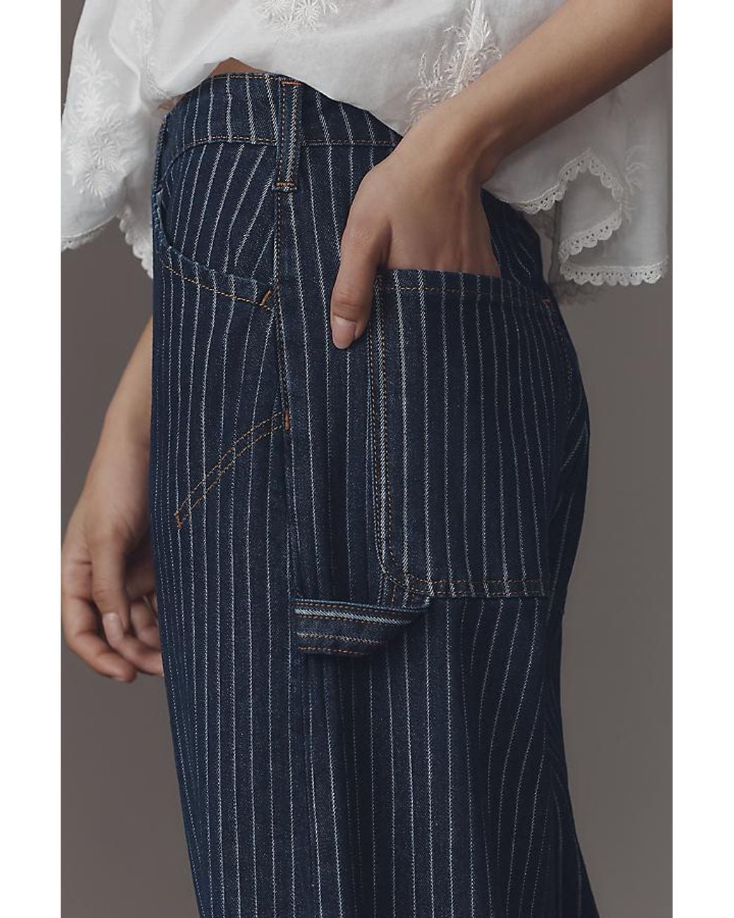 Pilcro Blue The Kayden High-Rise Carpenter Barrel Jeans By